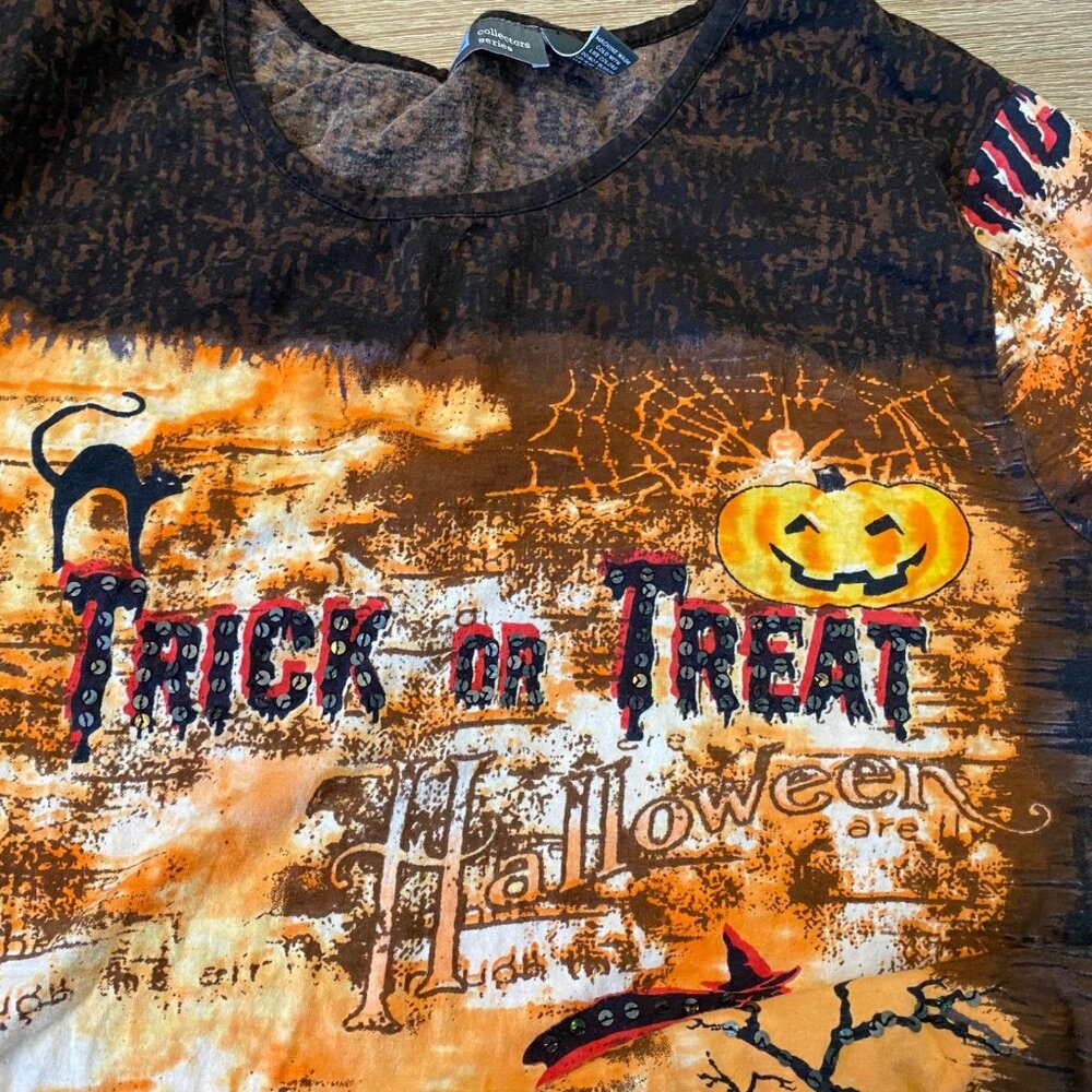 Liz & Me Collectors Series Top Halloween Trick Or Treat Sequins Multicolor Sz 3X - Picture 7 of 9